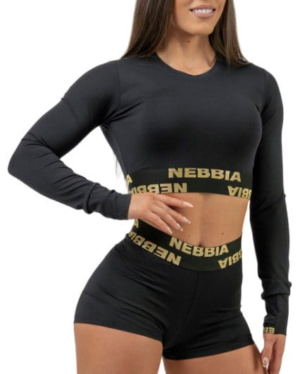 Koszula z długim rękawem NEBBIA Women s Long Sleeve Crop Top INTENSE Perform Gold